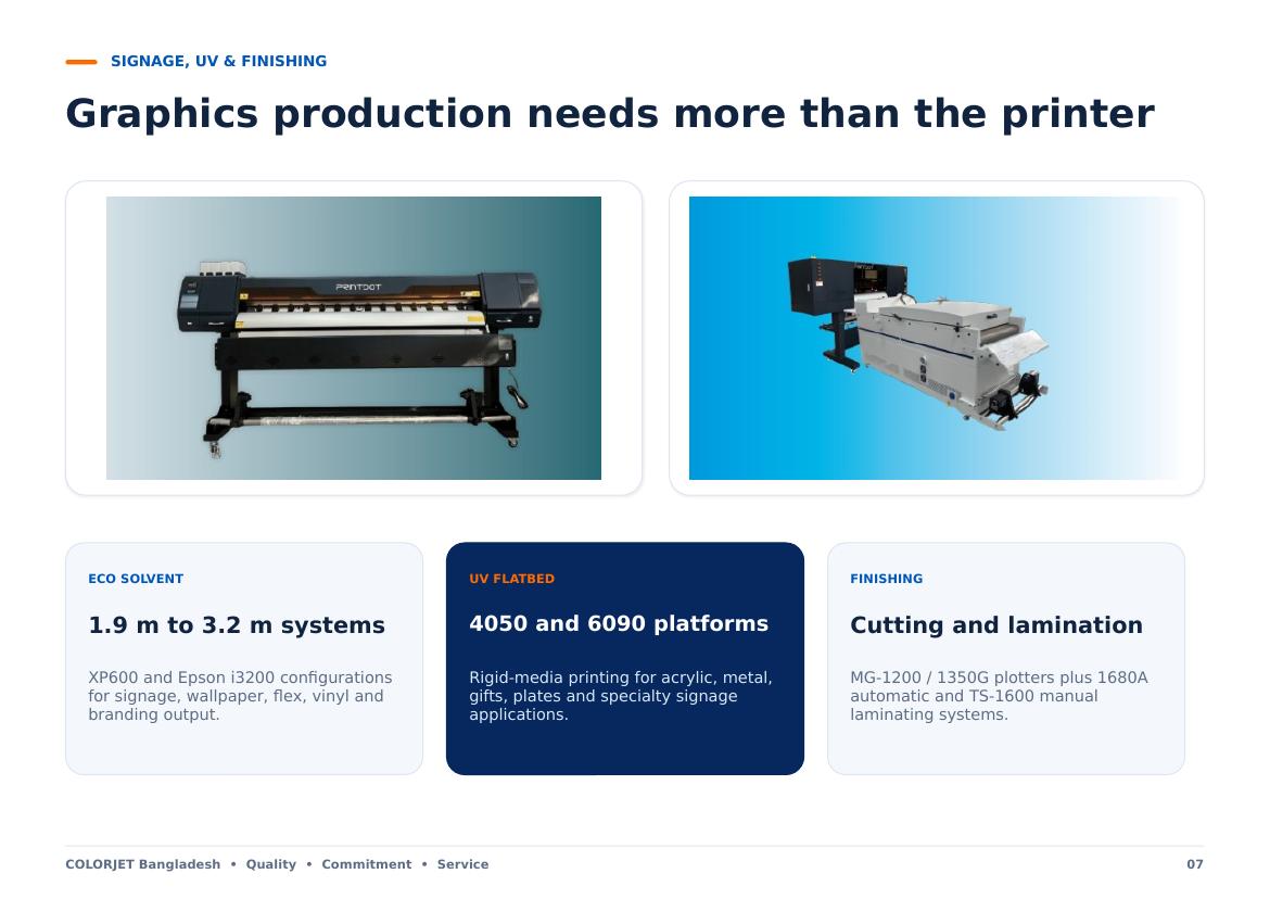 COLORJET Bangladesh Business Profile 2026 — page 7, Signage & UV Printing