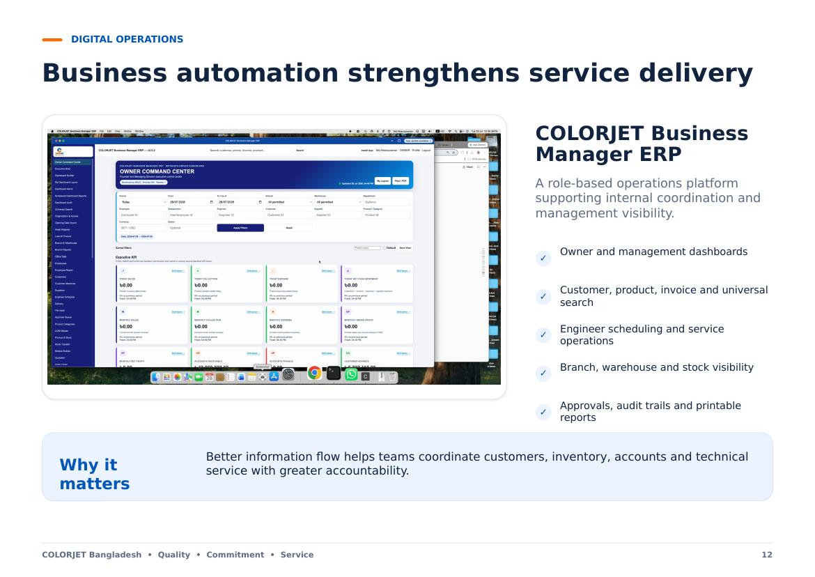 COLORJET Bangladesh Business Profile 2026 — page 12, ERP & Business Automation
