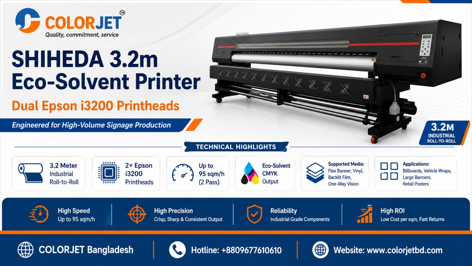 Eco Solvent Industrial Printer 3.2M Double Head (Epson i3200-E1)